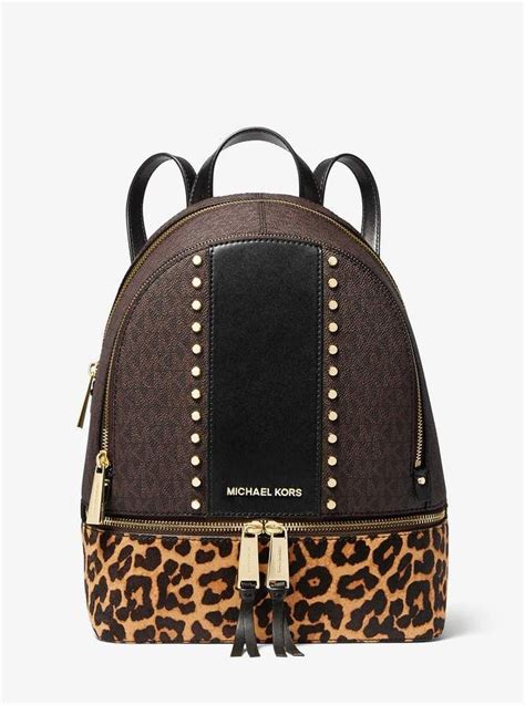 michael kors rhea leopard backpack|Michael Kors clear backpack.